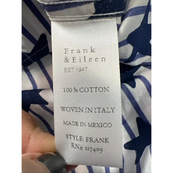 Frank & Eileen Women's Shirt Size Small Stars & Stripes Blue Long Sleeve - Picture 7 of 7